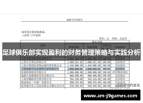 足球俱乐部实现盈利的财务管理策略与实践分析
